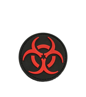 Шеврон Biohazard круг 6 см, чёрный/красный